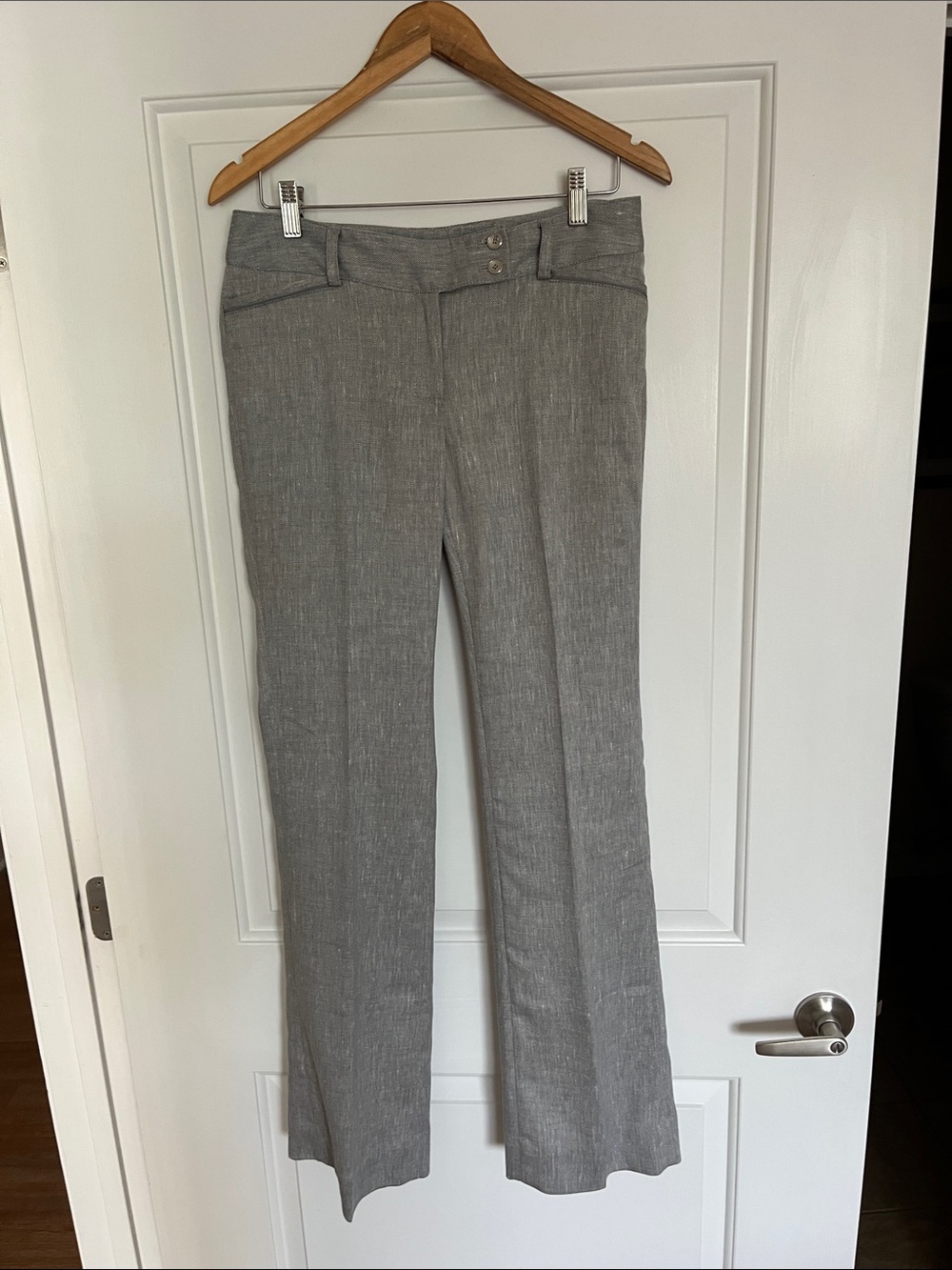 White House Black Market Gray Linen Modern Boot Pants- Lined Sz 4 Reg.